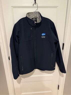 Charles River Apparel Navy Softshell Jacket with Pfizer Logo